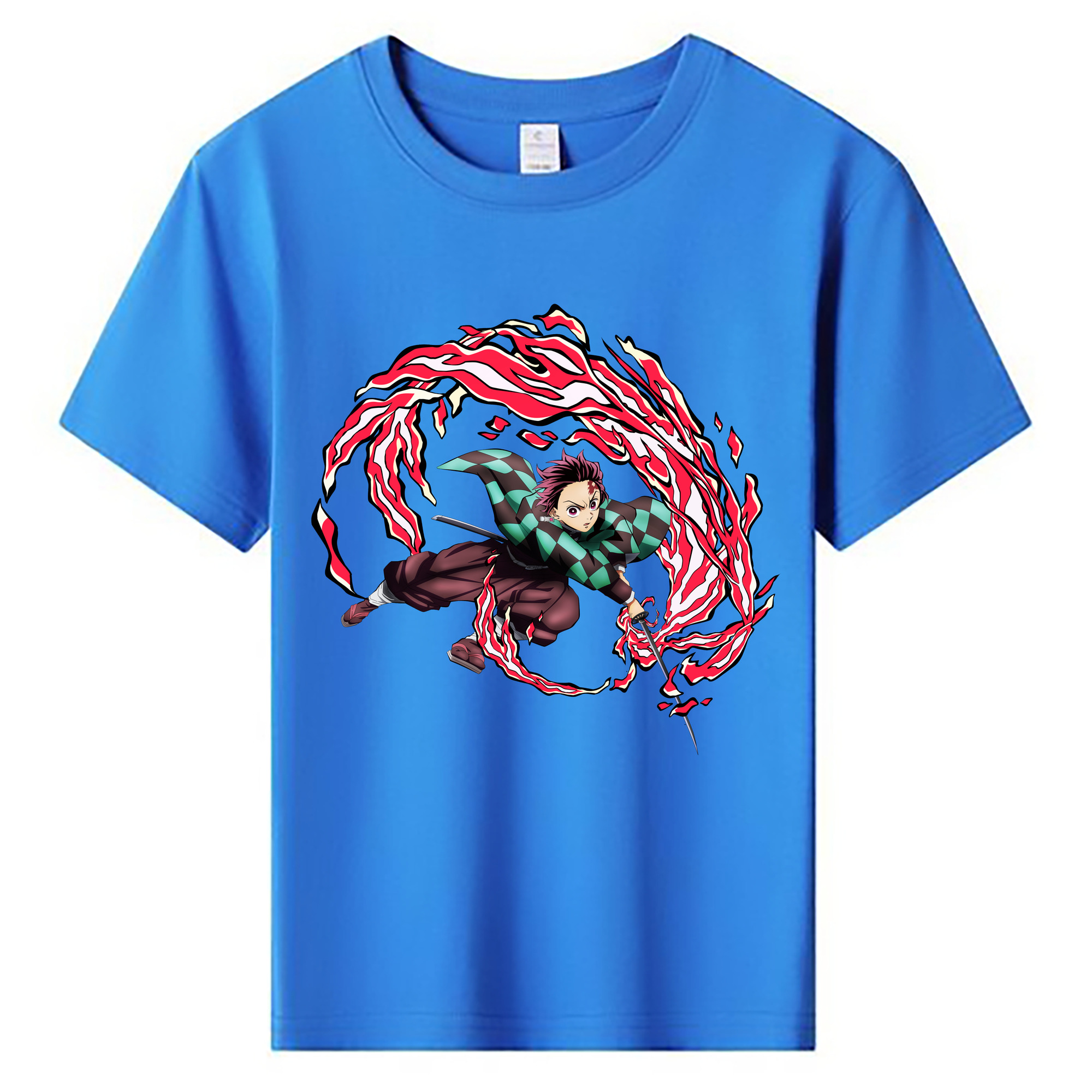 （画像用） 鬼滅の刃 竈門 炭治郎／かまど たんじろう Kamado Tanjirou 綿100％キッズTシャツ（フロントプリント）